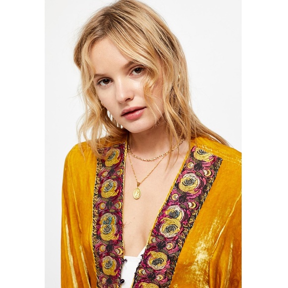 Free People Victorian Velvet Lace Boho Jacket - Picture 4 of 4